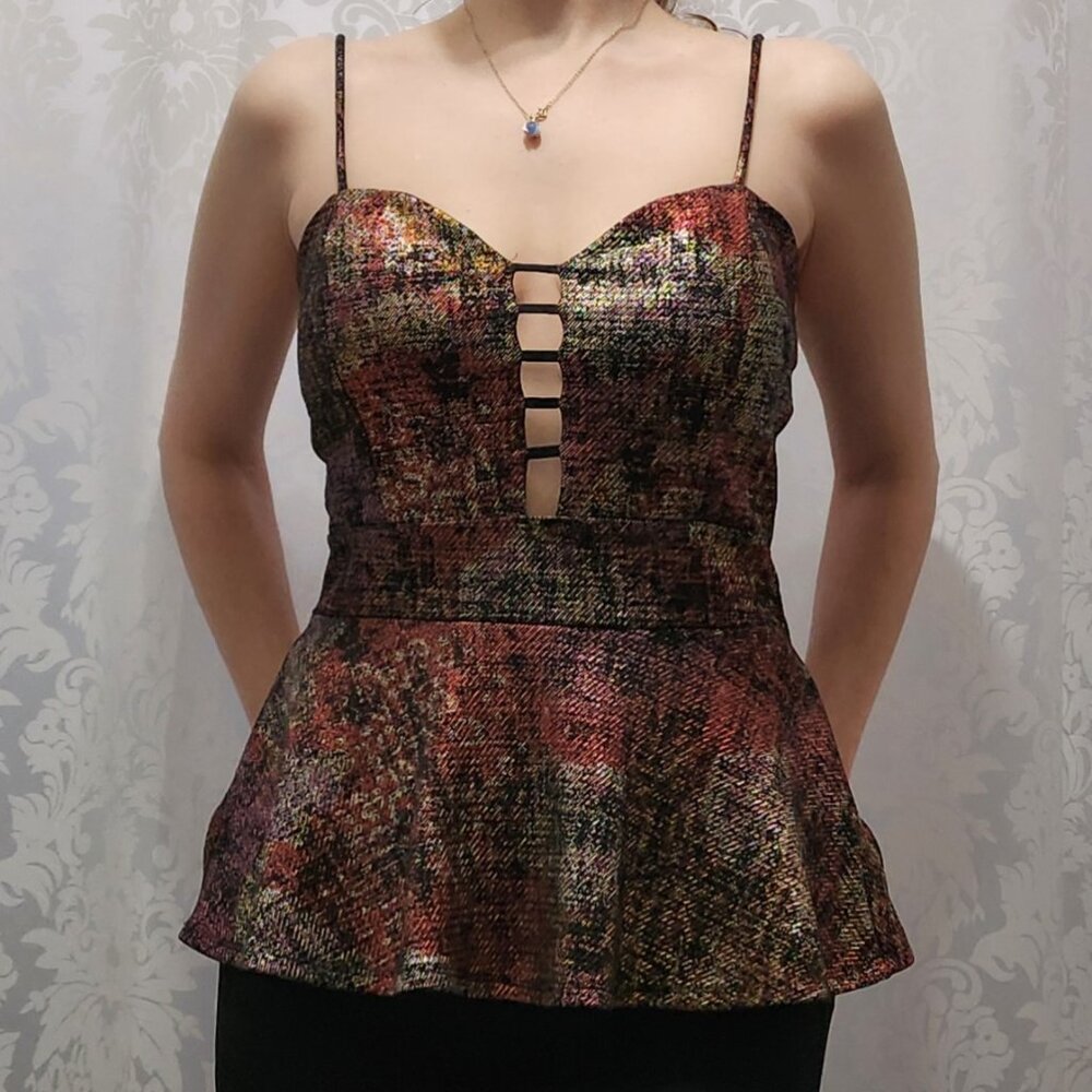 Y2K  Colorful Shiny Top With a Peplum